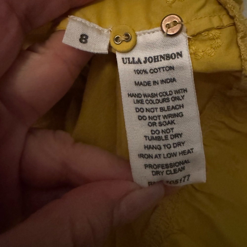 Ulla Johnson Bow Yellow 100% Cotton Ruffle by the waist Sz 8. - Picture 11 of 11